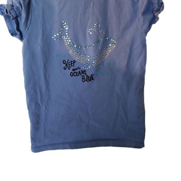 Gymboree‎ Blue Tee T-Shirt Rhinestone Whale Size 10 Years Girls Kids - Picture 3 of 6